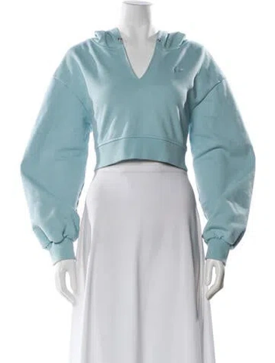 Pre-owned For Love & Lemons V-neck Long Sleeve Hoodie In Blue