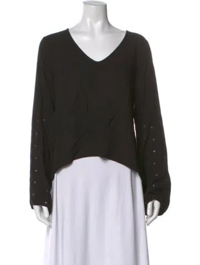 Pre-owned For Love & Lemons V-neck Long Sleeve Top In Black