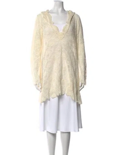 Pre-owned For Love & Lemons V-neck Long Sleeve Tunic In Neutral