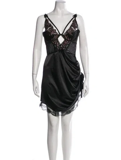 Pre-owned For Love & Lemons V-neck Mini Dress In Black