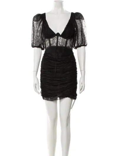 Pre-owned For Love & Lemons V-neck Mini Dress In Black