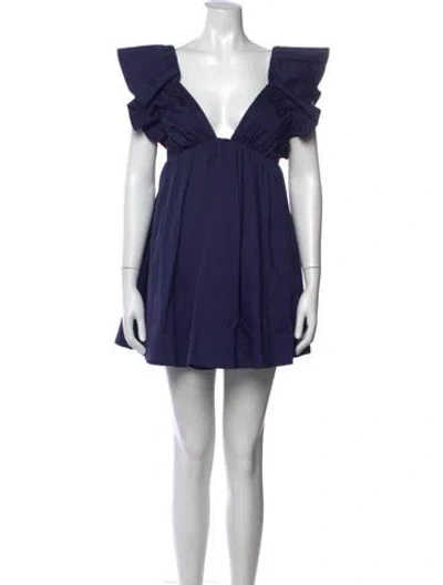 Pre-owned For Love & Lemons V-neck Mini Dress In Blue