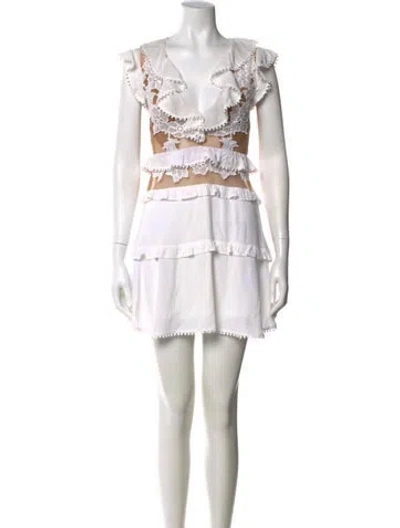 Pre-owned For Love & Lemons V-neck Mini Dress In Neutral