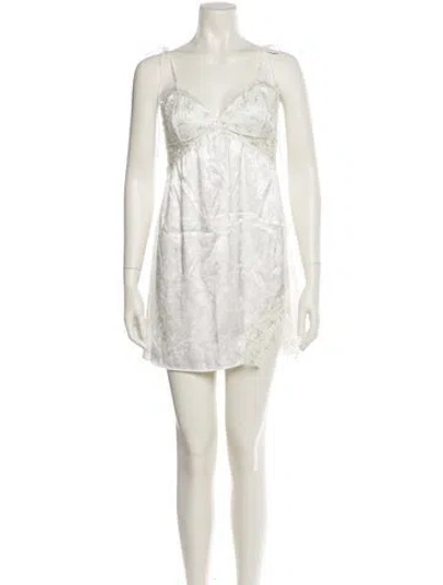 Pre-owned For Love & Lemons V-neck Mini Dress In Neutral