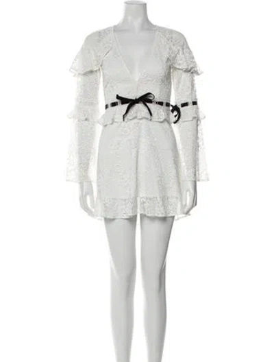 Pre-owned For Love & Lemons V-neck Mini Dress In Neutral