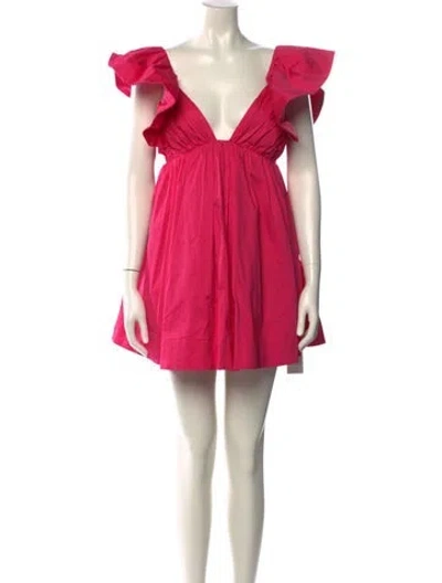 Pre-owned For Love & Lemons V-neck Mini Dress In Pink