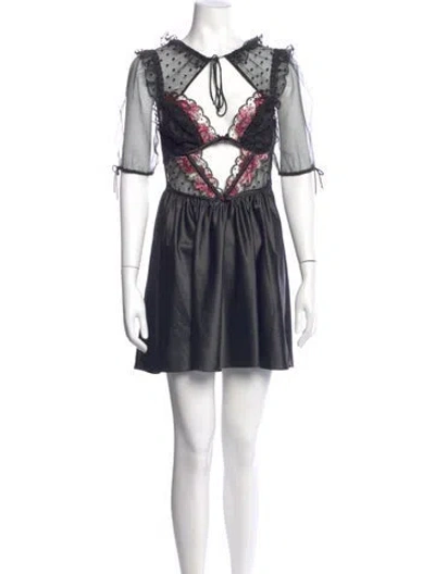 Pre-owned For Love & Lemons V-neck Mini Dress W/ Tags In Black