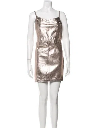Pre-owned For Love & Lemons V-neck Mini Dress W/ Tags In Metallic/neutrals