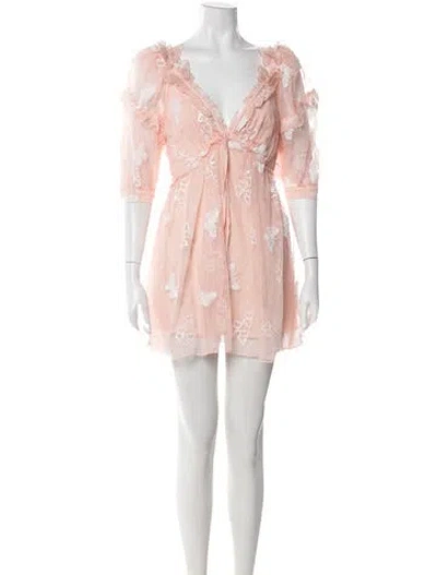 Pre-owned For Love & Lemons V-neck Mini Dress W/ Tags In Pink