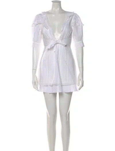 Pre-owned For Love & Lemons V-neck Mini Dress In White