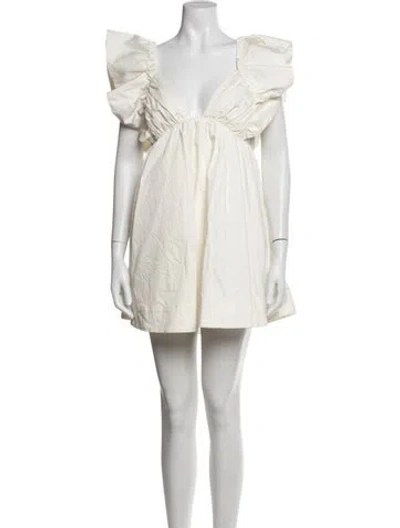 Pre-owned For Love & Lemons V-neck Mini Dress In White
