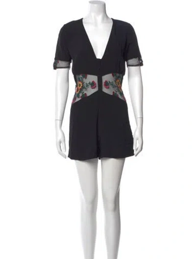 Pre-owned For Love & Lemons V-neck Romper In Black