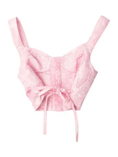 Pre-owned For Love & Lemons V-neck Sleeveless Crop Top In Pink