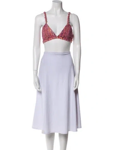 Pre-owned For Love & Lemons V-neck Sleeveless Crop Top W/ Tags In Multi