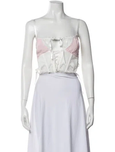 Pre-owned For Love & Lemons V-neck Sleeveless Crop Top W/ Tags In Neutral