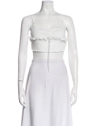 Pre-owned For Love & Lemons V-neck Sleeveless Crop Top In White