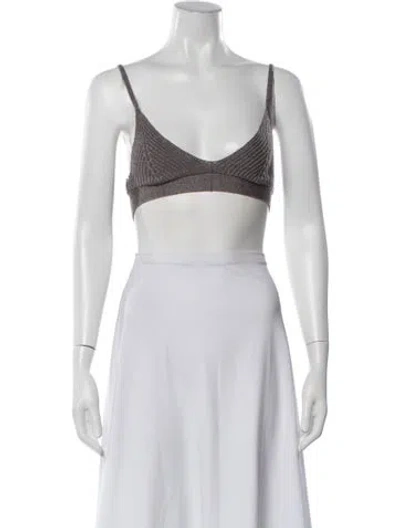 Pre-owned For Love & Lemons V-neck Sleeveless Sports Bra W/ Tags In White