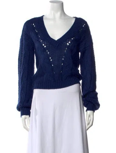 Pre-owned For Love & Lemons V-neck Sweater In Blue