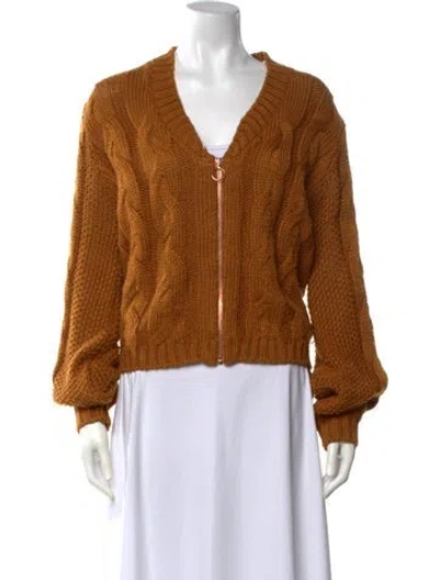 Pre-owned For Love & Lemons V-neck Sweater In Brown