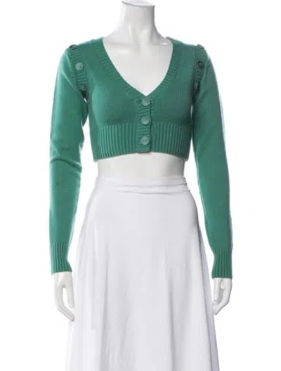 Pre-owned For Love & Lemons V-neck Sweater In Green