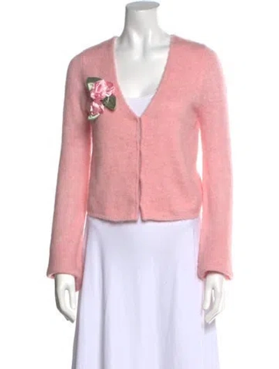 Pre-owned For Love & Lemons V-neck Sweater In Pink