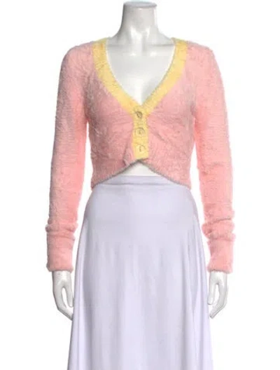 Pre-owned For Love & Lemons V-neck Sweater In Pink