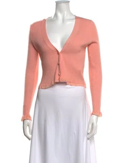 Pre-owned For Love & Lemons V-neck Sweater In Pink