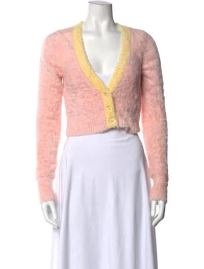Pre-owned For Love & Lemons V-neck Sweater In Pink