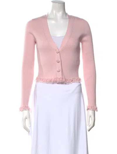 Pre-owned For Love & Lemons V-neck Sweater In Pink