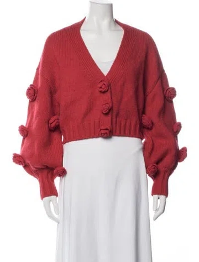 Pre-owned For Love & Lemons V-neck Sweater In Red
