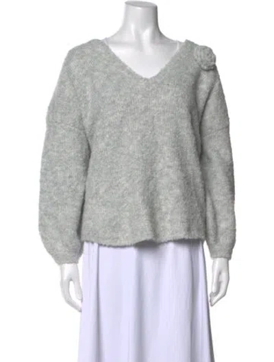 Pre-owned For Love & Lemons V-neck Sweater In Silver