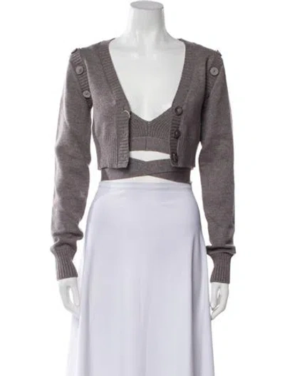 Pre-owned For Love & Lemons V-neck Sweater W/ Tags In Gray