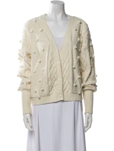 Pre-owned For Love & Lemons V-neck Sweater In White