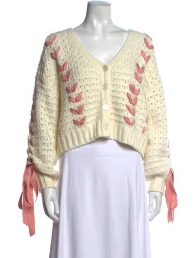Pre-owned For Love & Lemons V-neck Sweater In White