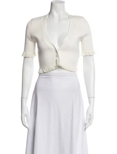 Pre-owned For Love & Lemons V-neck Sweater In White