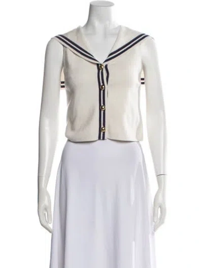 Pre-owned For Love & Lemons V-neck Sweater In White