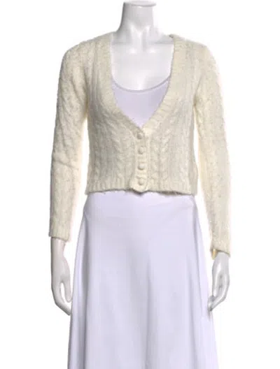 Pre-owned For Love & Lemons V-neck Sweater In White