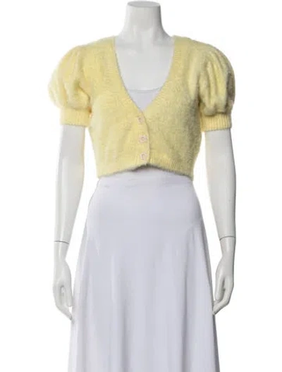 Pre-owned For Love & Lemons V-neck Sweater In Yellow