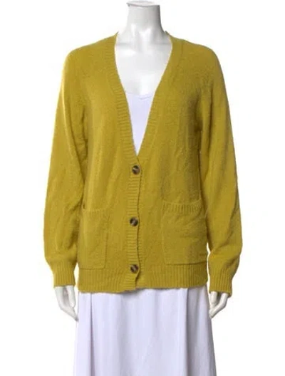 Pre-owned For Love & Lemons V-neck Sweater In Yellow