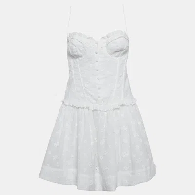 For Love & Lemons For Love And Lemons White Embroidered Cotton Sleeveless Mini Dress