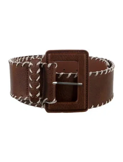 Pre-owned For Love & Lemons Wide Vegetarian Leather Waist Belt W/ Tags In Brown