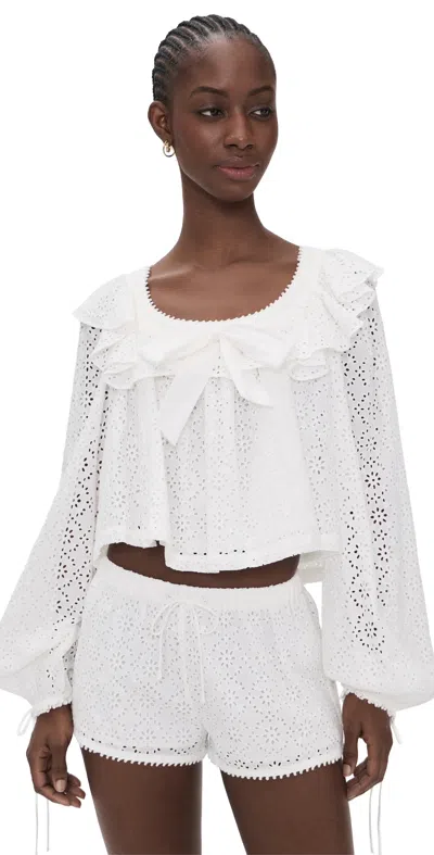 For Love & Lemons Willa Eyelet Top White In Neutral