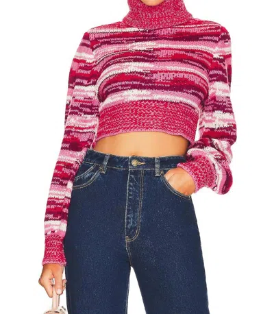 For Love & Lemons Wilma Turtleneck Sweater In Red In Pink