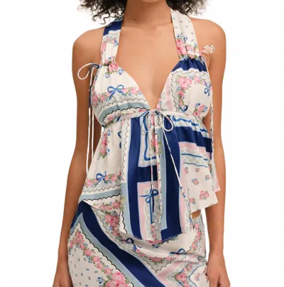 For Love & Lemons Women's Cassandra Top In Blue In Multi
