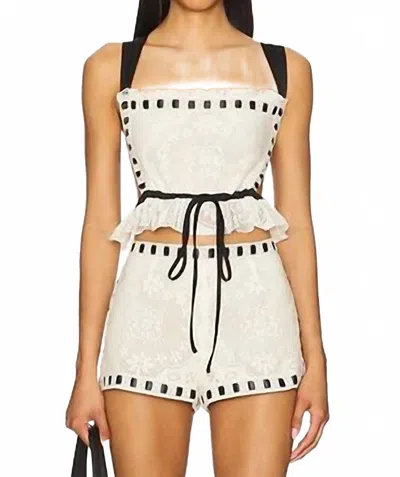 For Love & Lemons Women's Charlotte Top In Black White Stripe