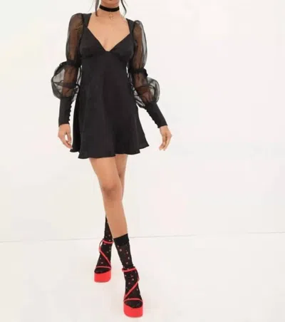 For Love & Lemons Women's Gabrielle Puff Sleeve Dress In Black