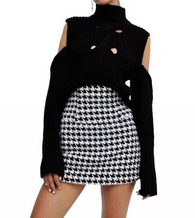 For Love & Lemons Women's Keke Cut Out Turtleneck Top In Black