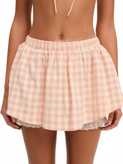 For Love & Lemons Women's Petal Gingham Skort In Peach In Neutral