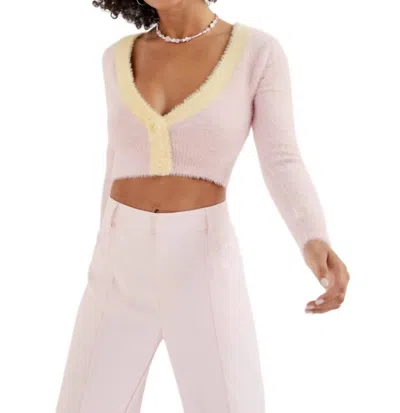 For Love & Lemons Women's Sheila Cropped Cardigan In Pink In Pattern