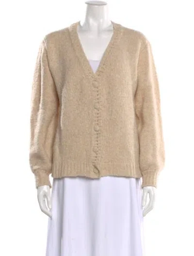 Pre-owned For Love & Lemons Wool V-neck Sweater In Neutral